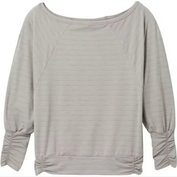 Prana Women's Gray Ridgeview Relaxed Long Sleeve Cropped Oversized Top Size XS - Picture 1 of 3